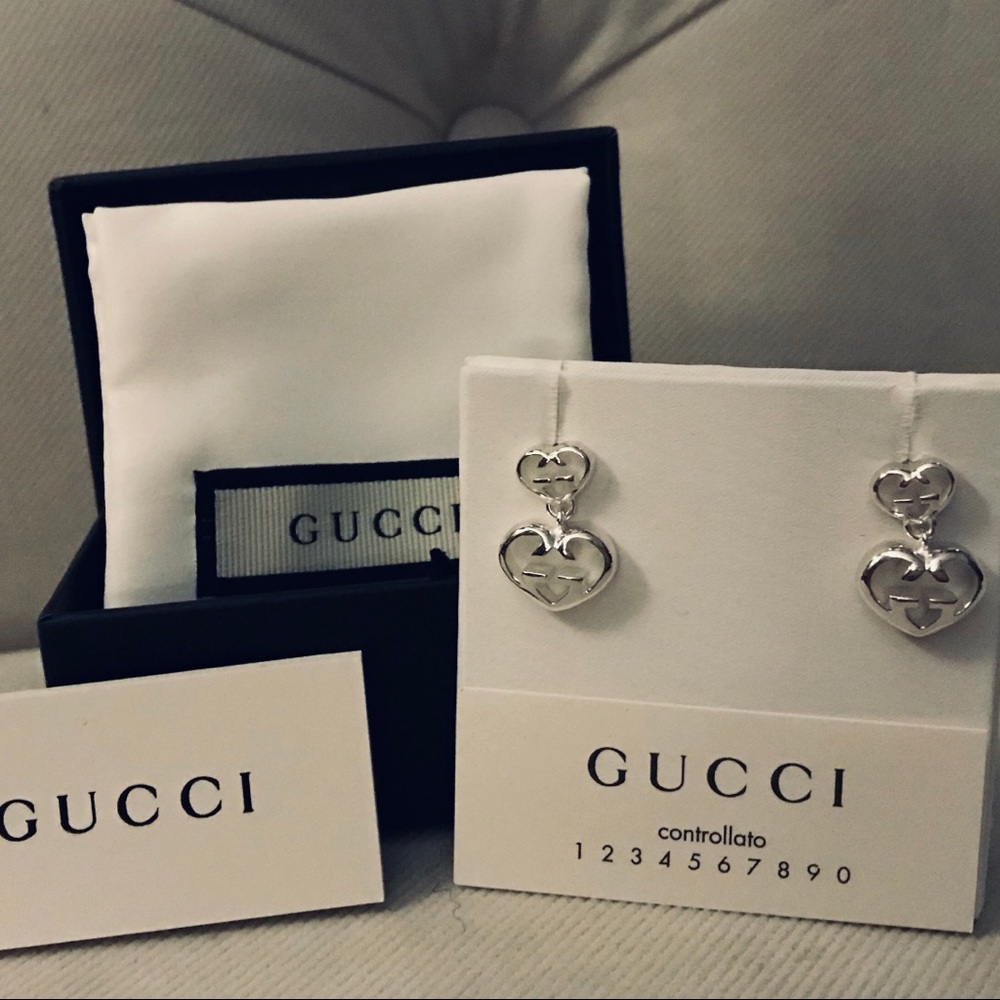 Gucci Sterling Sliver G Heart Logo Earrings💋HP😍 - Picture 8 of 8